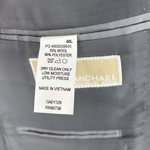 MICHAEL KORS Mens 40L Gray Wool Blend 2 Piece Suit With Dress Pants 32x32 - Picture 8 of 12